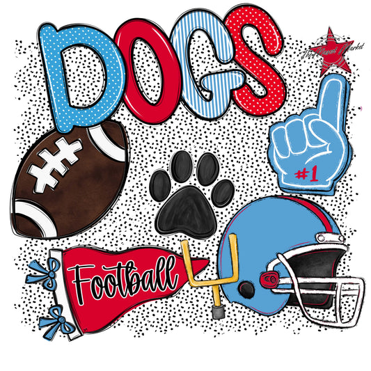 Dogs Football Spirit-Carolina Blue & Red