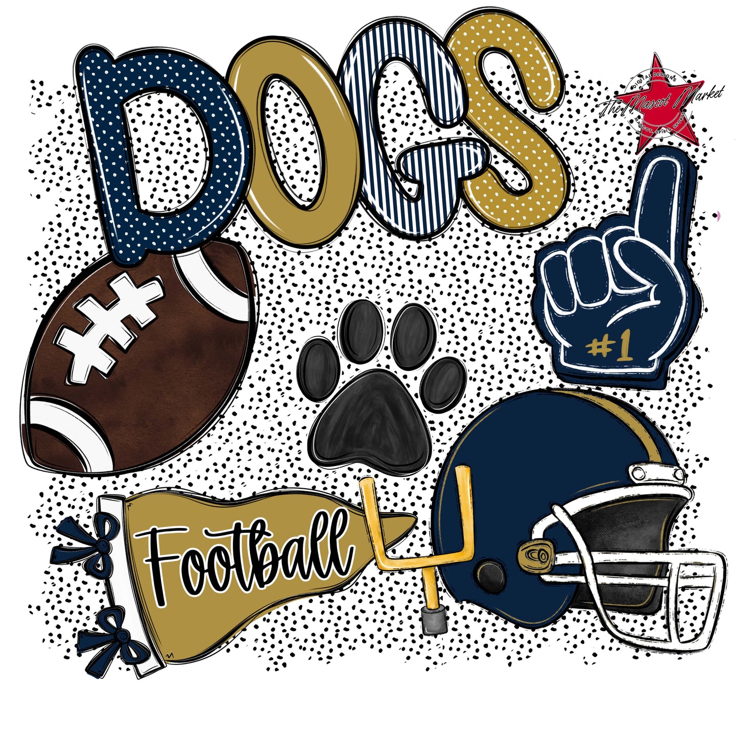 Dogs Football Spirit-Navy & Gold