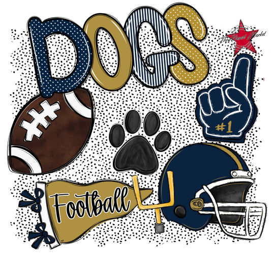 Dogs Football Spirit-Navy & Gold