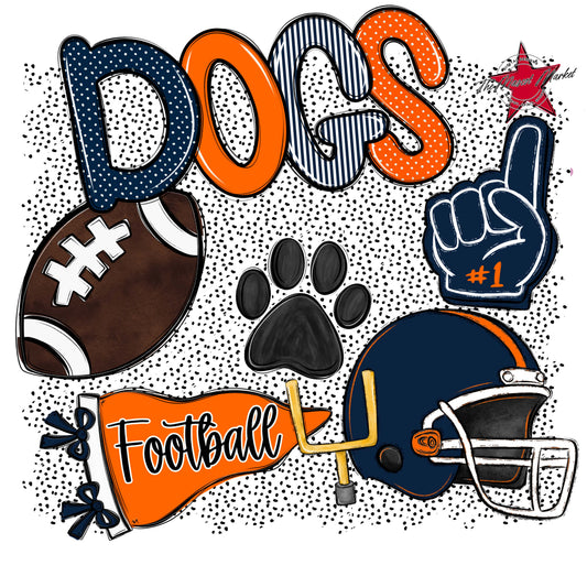 Dogs Football Spirit-Navy & Orange