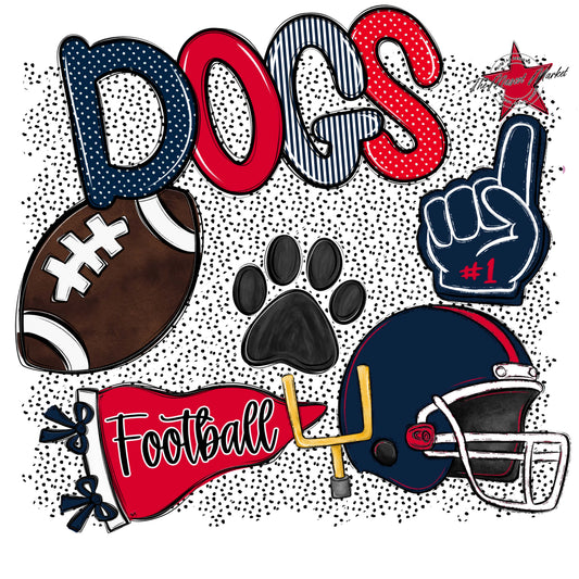 Dogs Football Spirit-Navy & Red