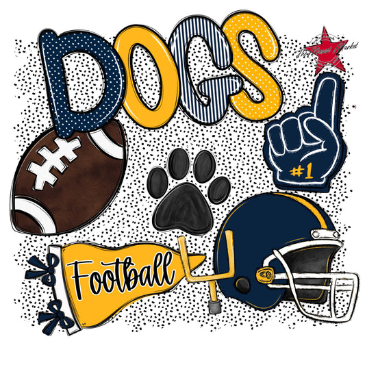 Dogs Football Spirit-Navy & Yellow