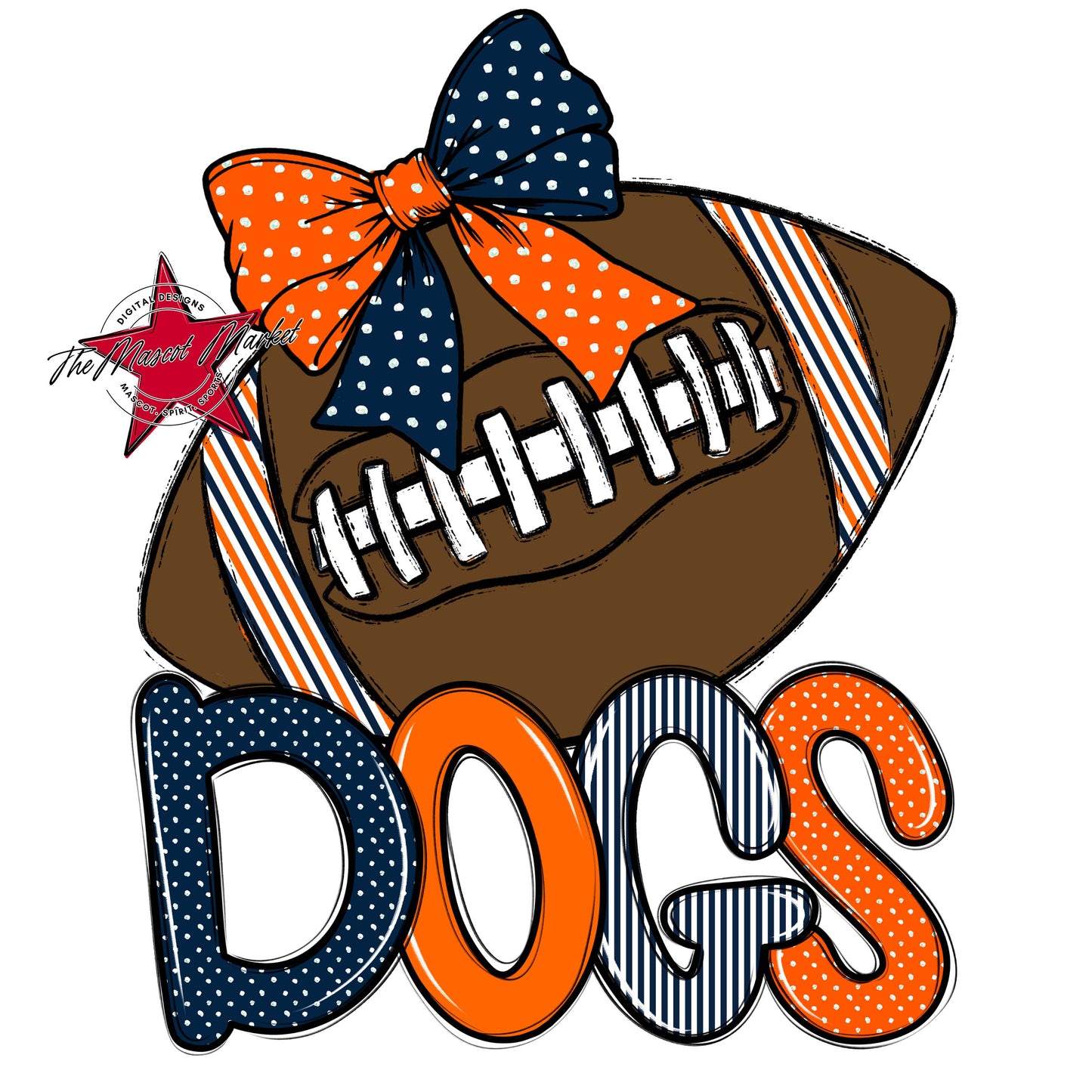 Dogs Football Spirit Design-Navy & Orange