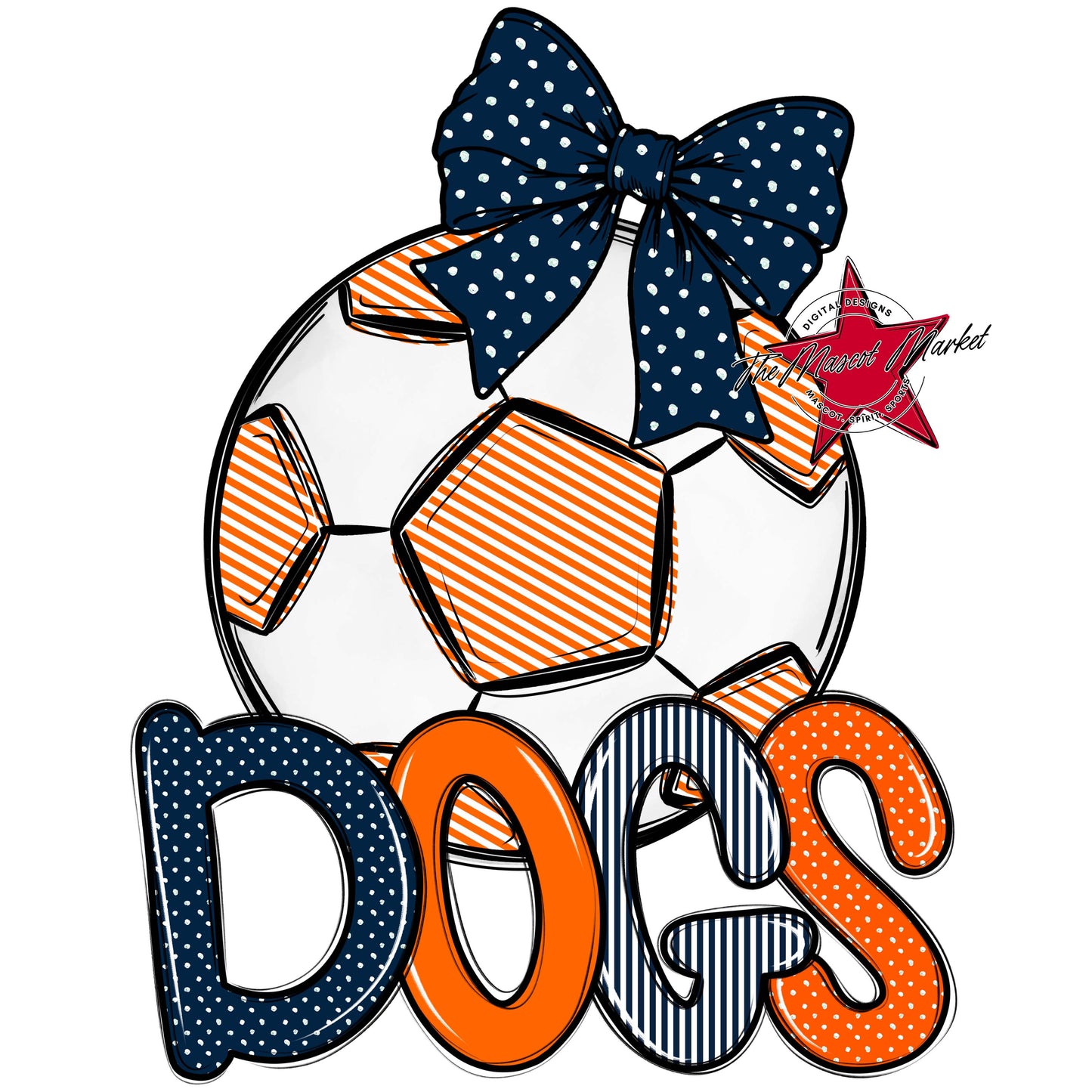 Dogs Soccer Spirit Design-Navy & Orange