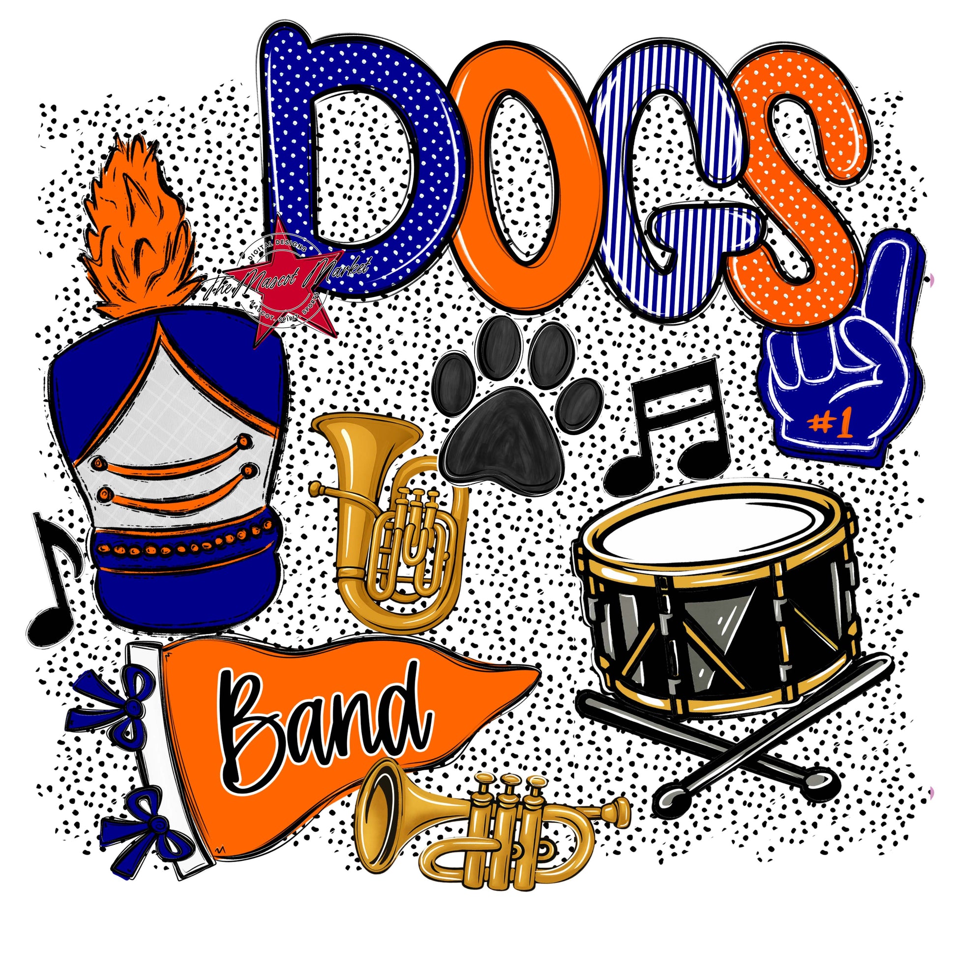 Dogs Band Spirit-Blue & Orange