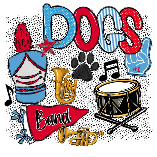 Dogs Band Spirit-Carolina Blue & Red