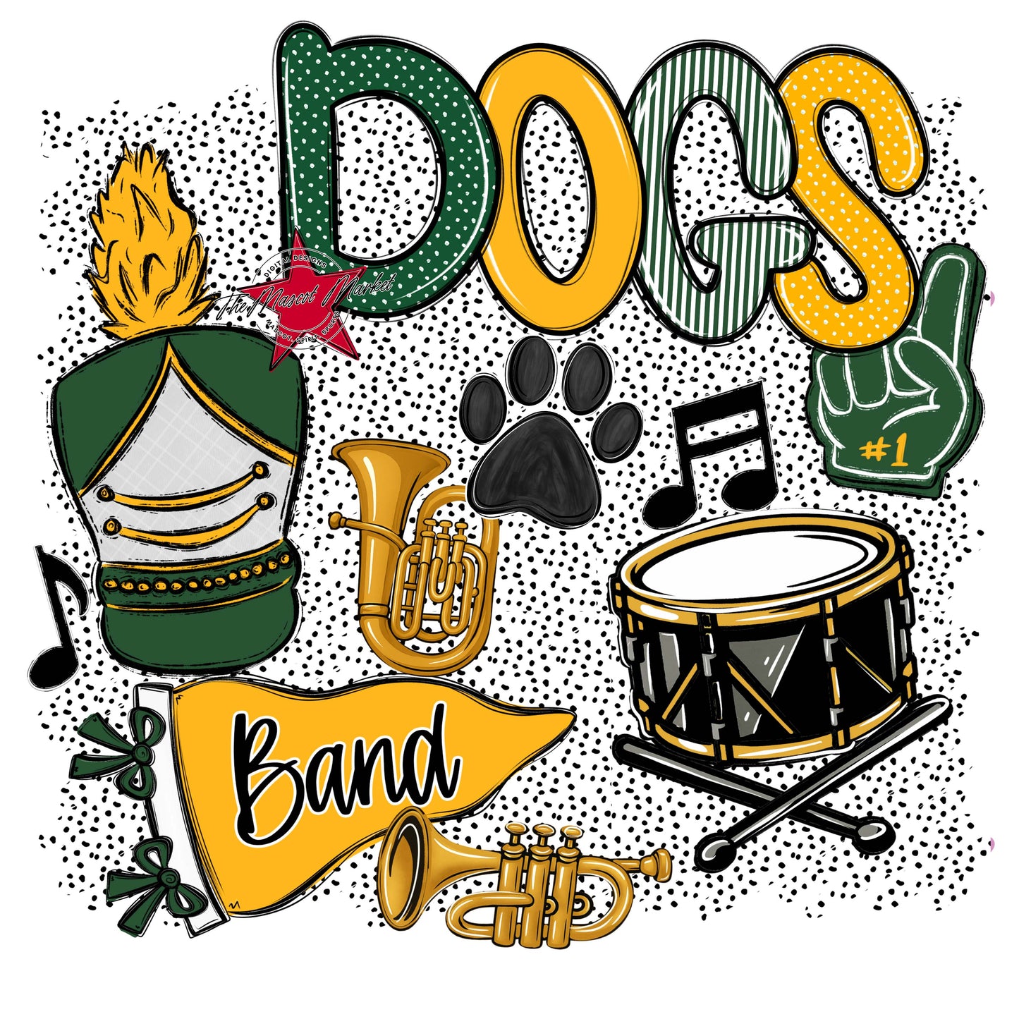 Dogs Band Spirit-Green & Yellow
