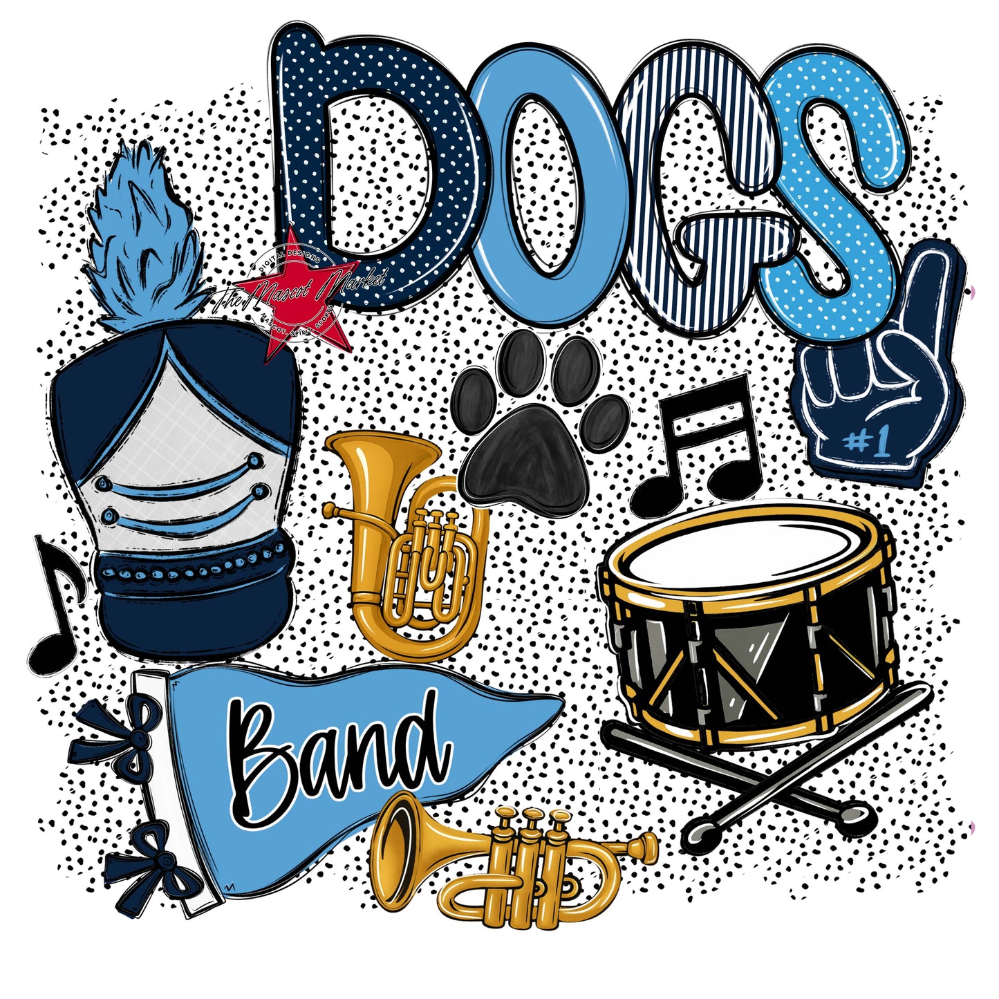 Dogs Band Spirit-Navy & Carolina Blue