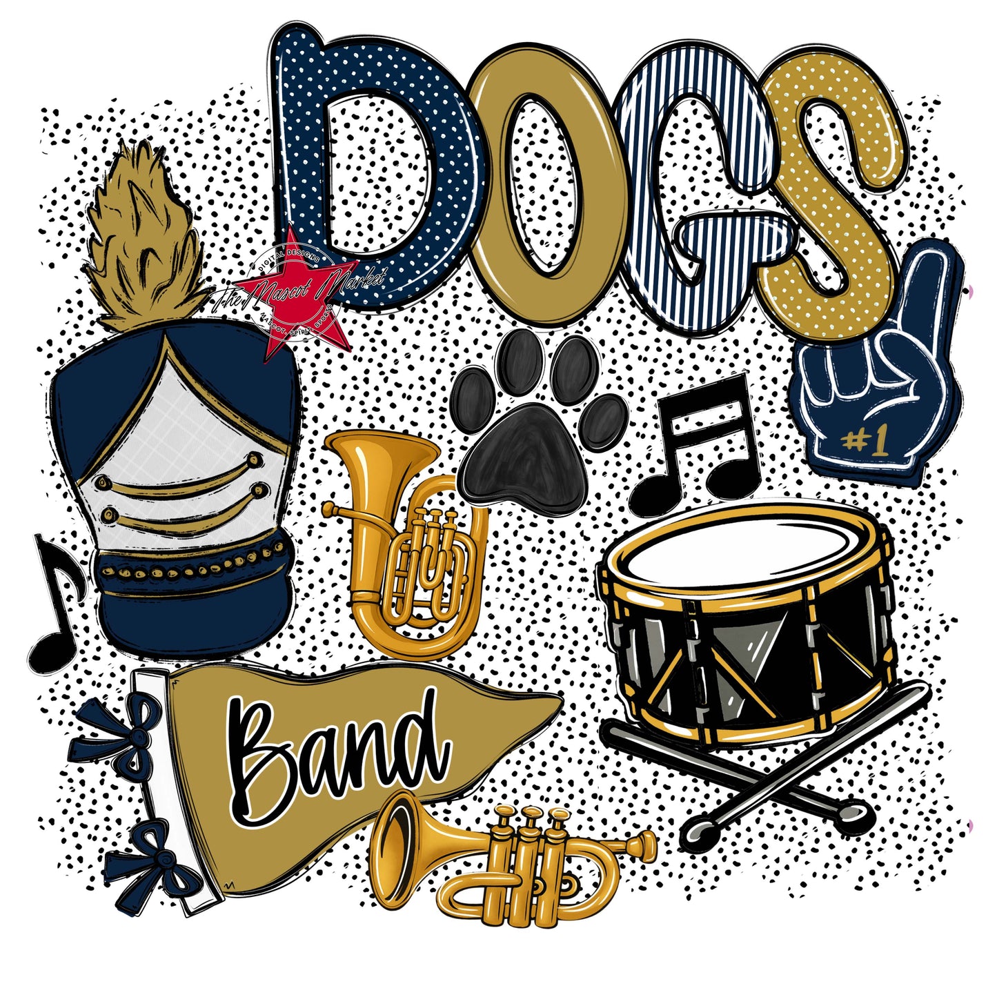 Dogs Band Spirit-Navy & Gold
