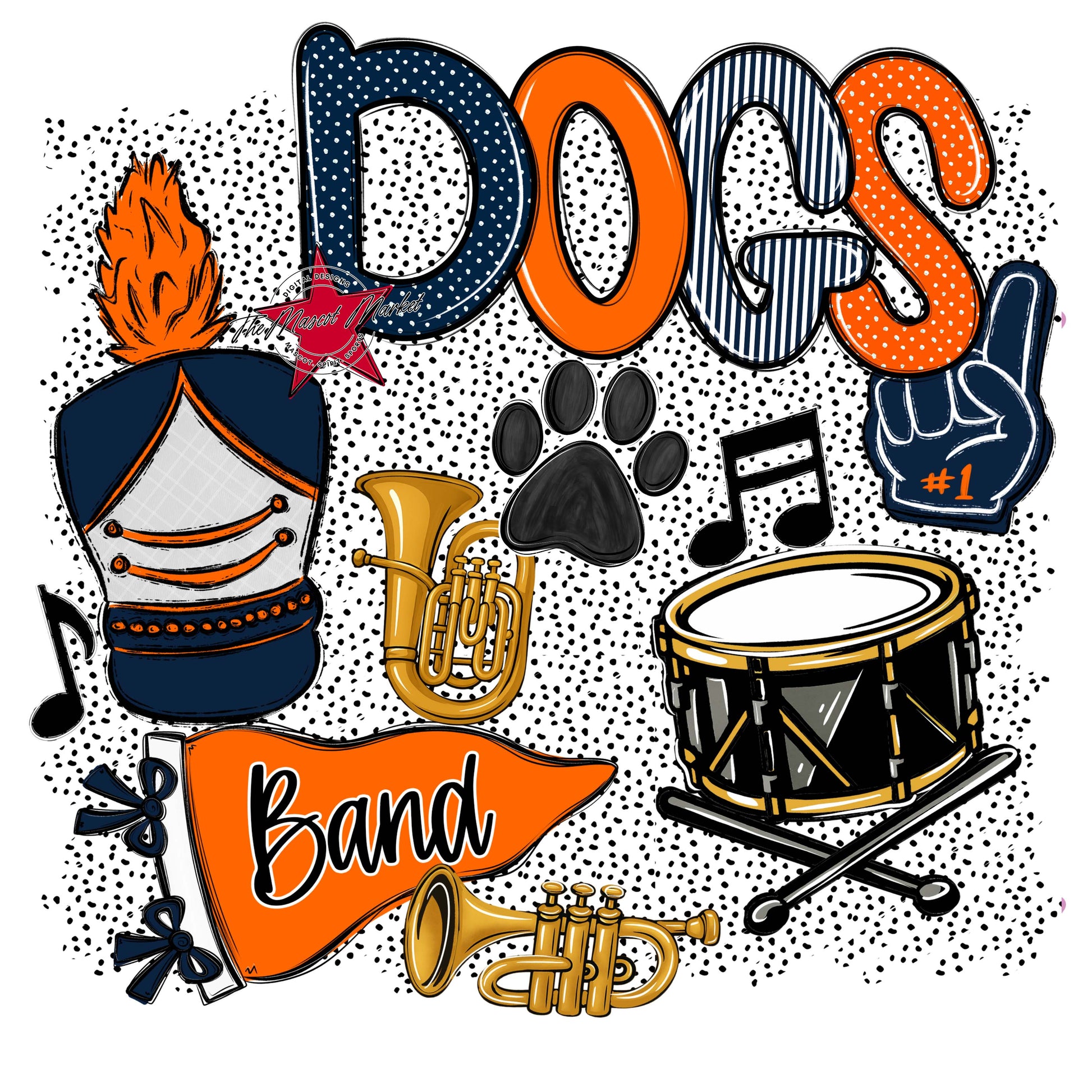 Dogs Band Spirit-Navy & Orange