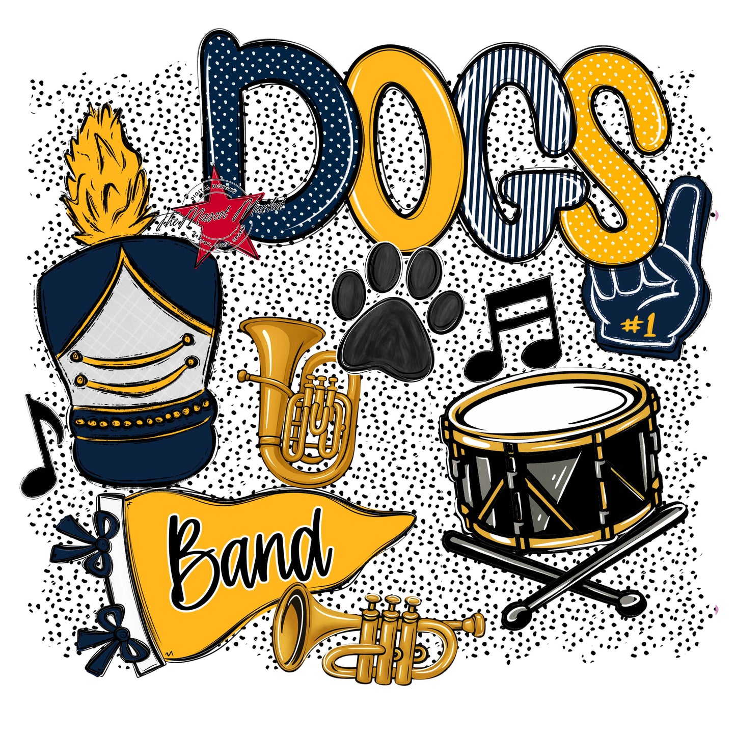 Dogs Band Spirit-Navy & Yellow
