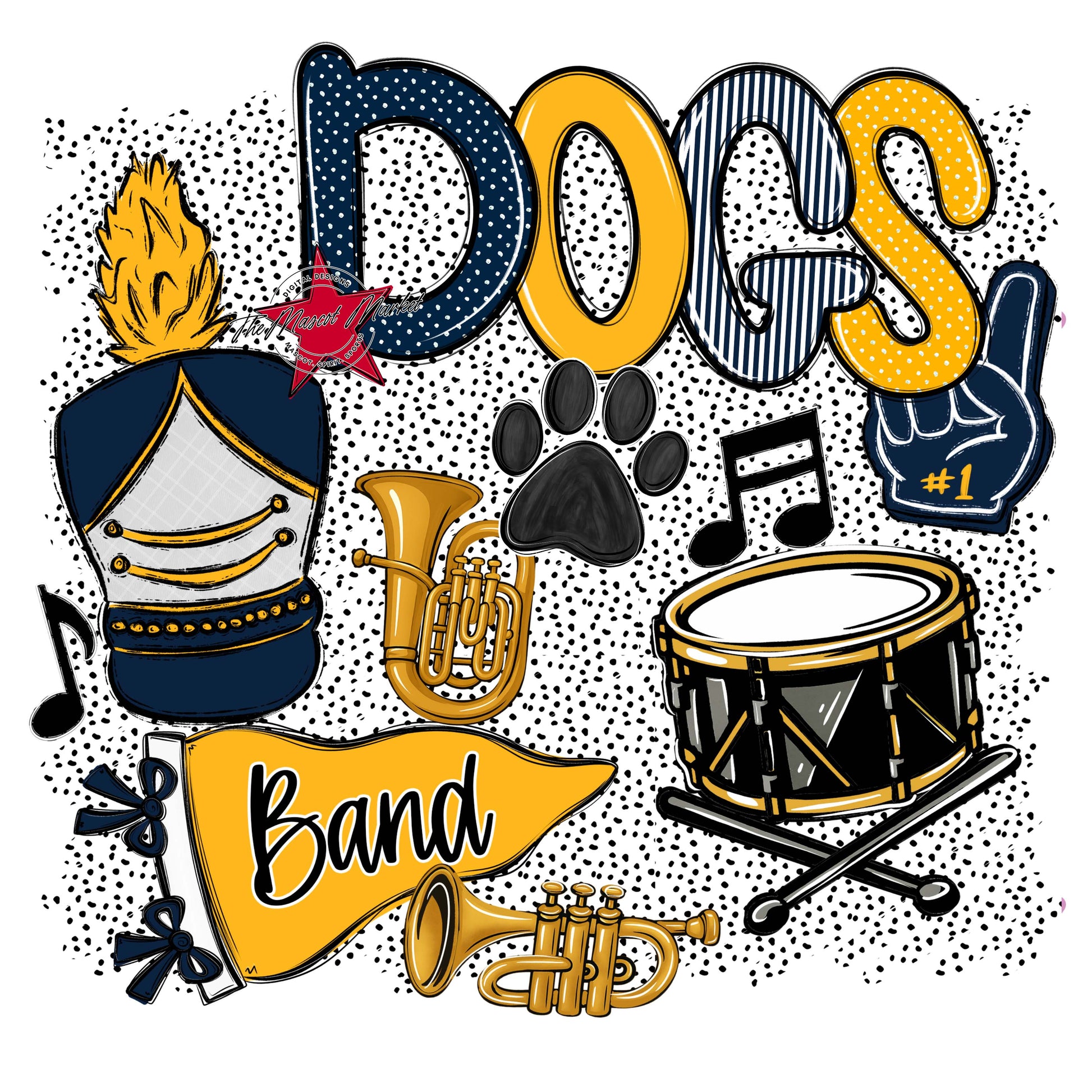 Dogs Band Spirit-Navy & Yellow