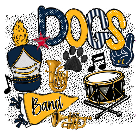 Dogs Band Spirit-Navy & Yellow