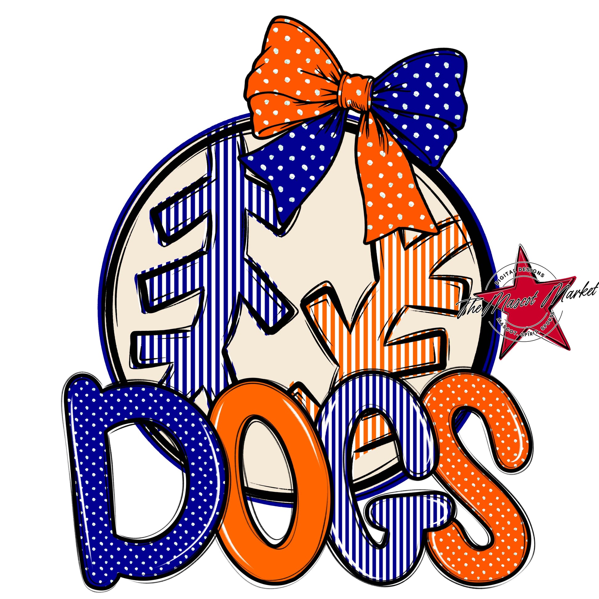 Dogs Baseball-Softball Spirit Design-Blue & Orange