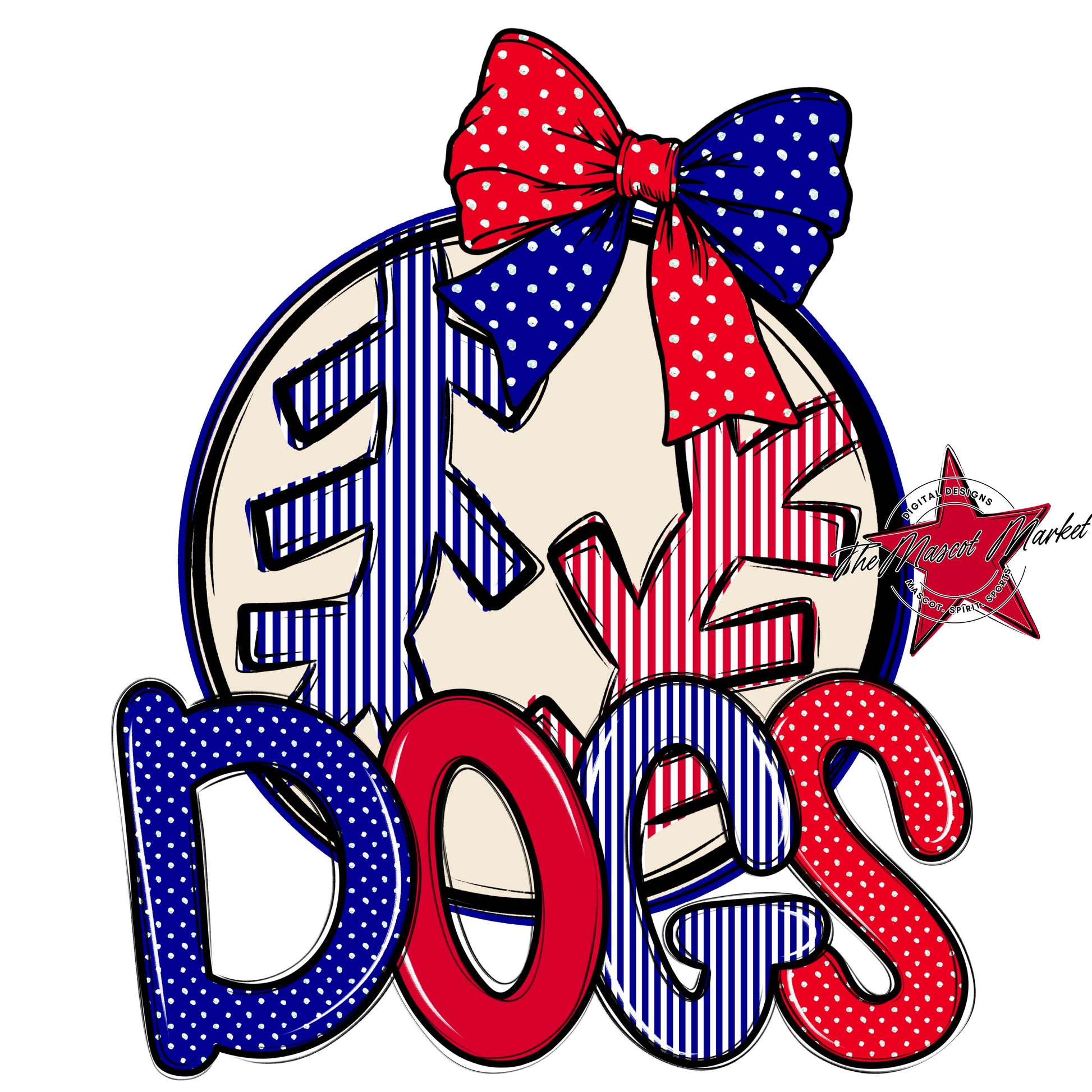 Dogs Baseball-Softball Spirit Design-Blue & Red