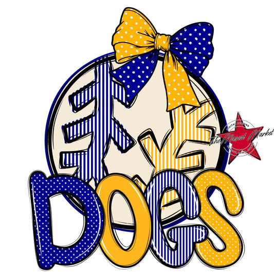 Dogs Baseball-Softball Spirit Design-Blue & Yellow