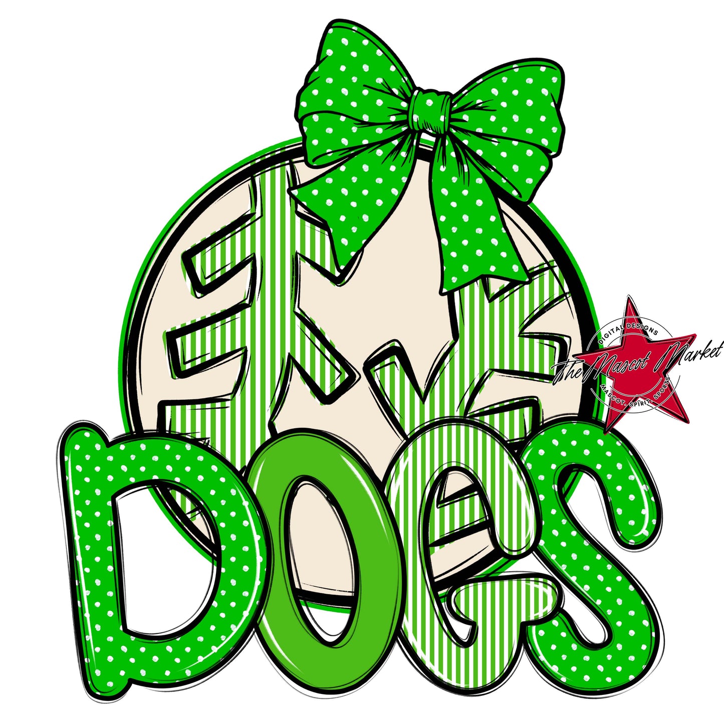 Dogs Baseball-Softball Spirit Design-Bright Green