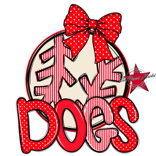 Dogs Baseball-Softball Spirit Design-Bright Red