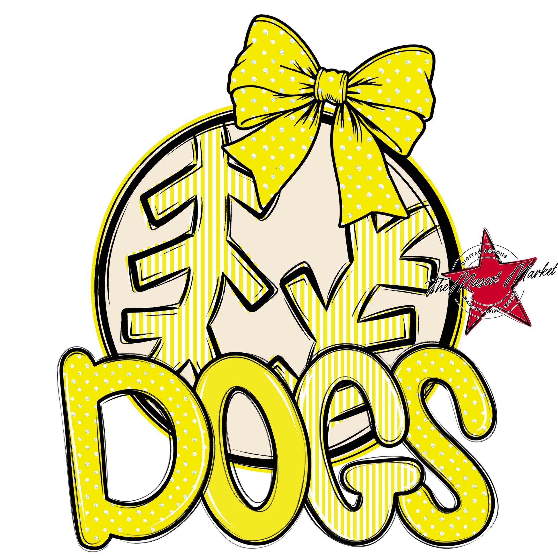 Dogs Baseball-Softball Spirit Design-Bright Yellow