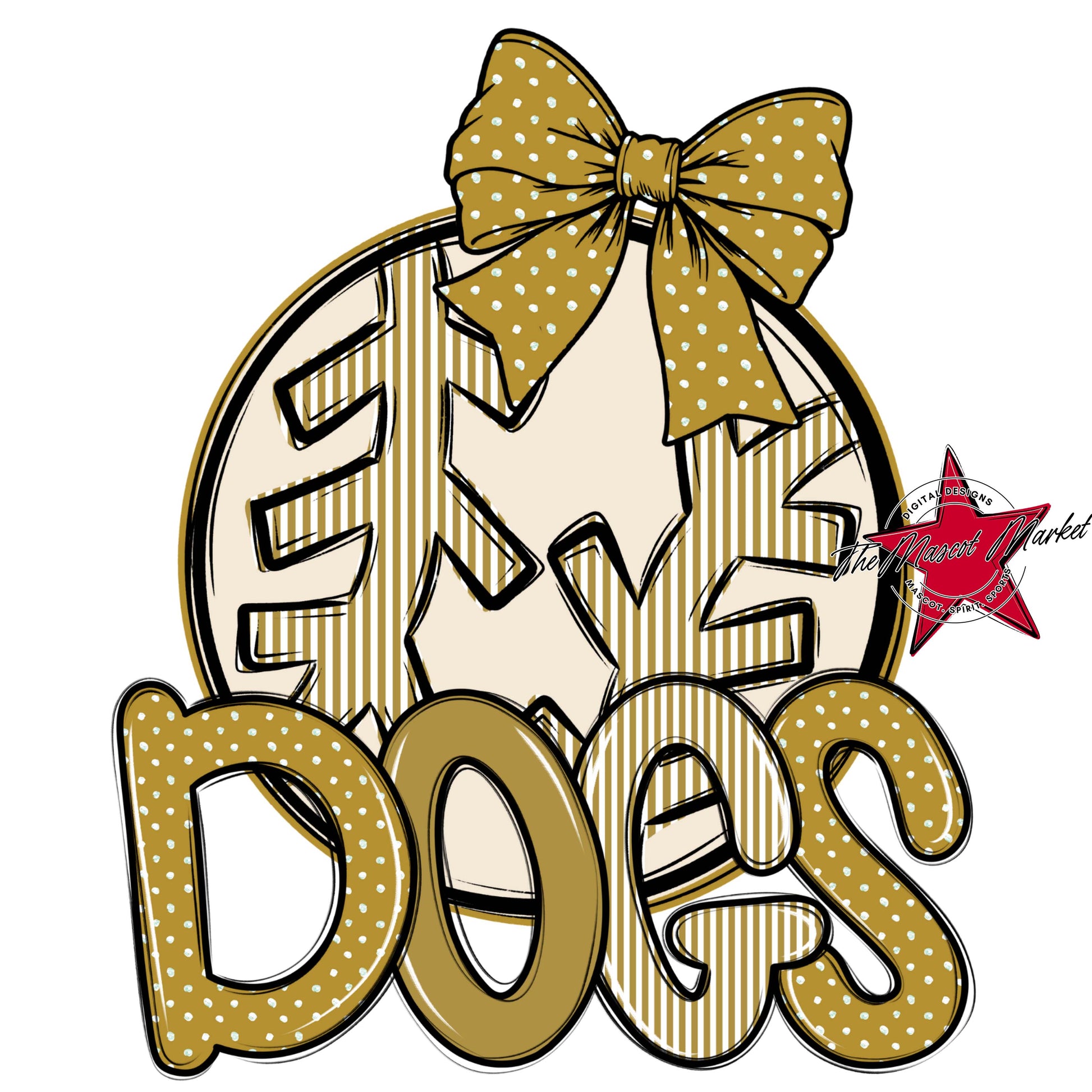 Dogs Baseball-Softball Spirit Design-Gold