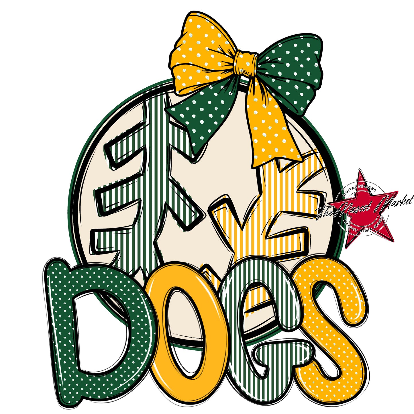 Dogs Baseball-Softball Spirit Design-Green & Yellow