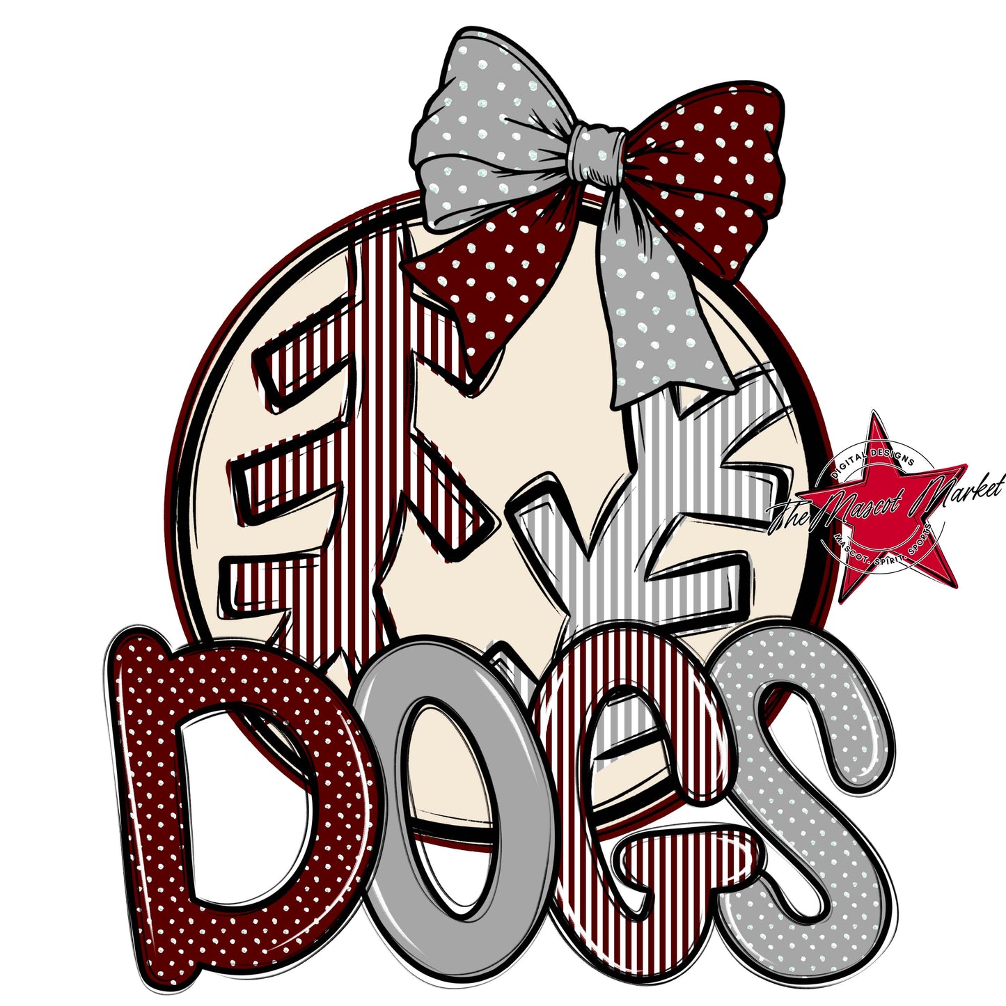 Dogs Baseball-Softball Spirit Design-Maroon & Grey