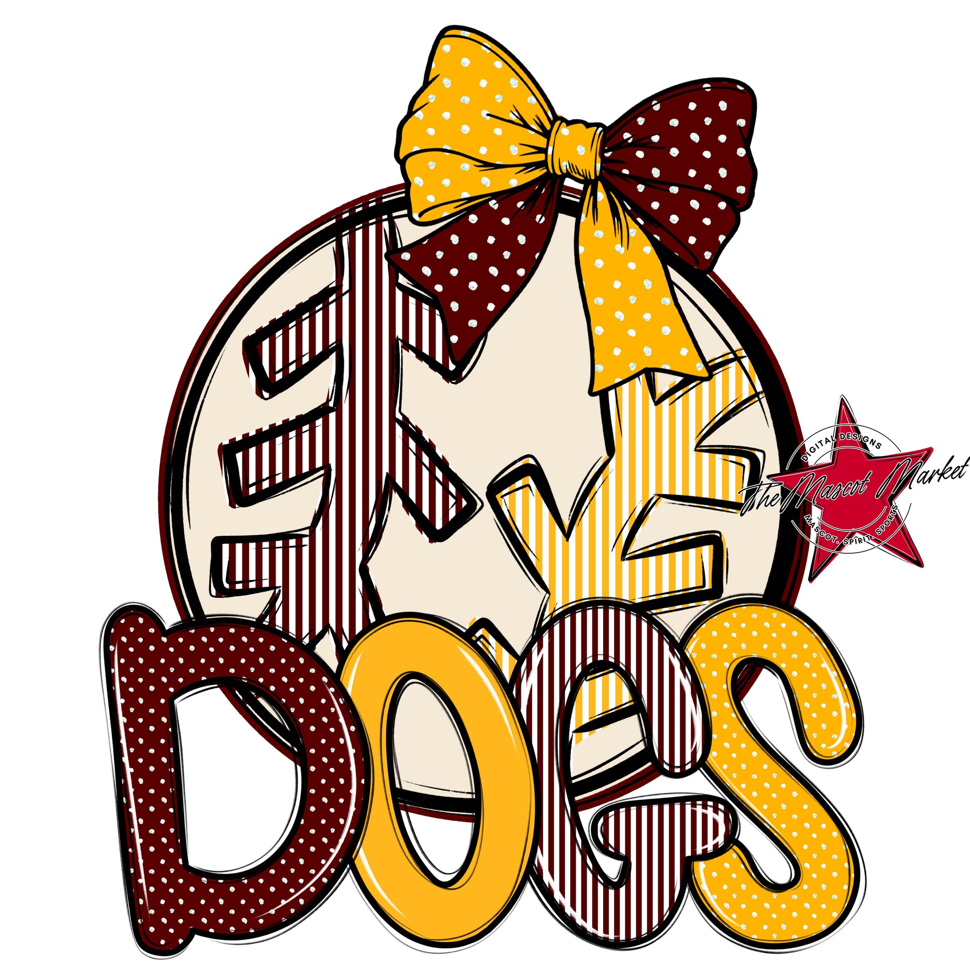 Dogs Baseball-Softball Spirit Design-Maroon & Yellow