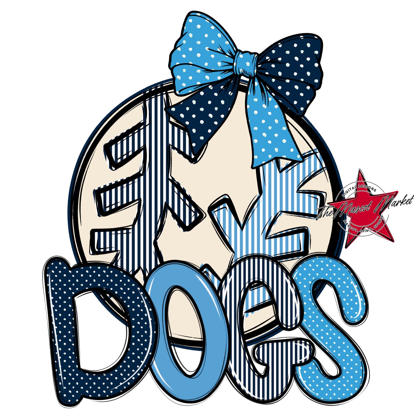 Dogs Baseball-Softball Spirit Design-Navy & Carolina Blue