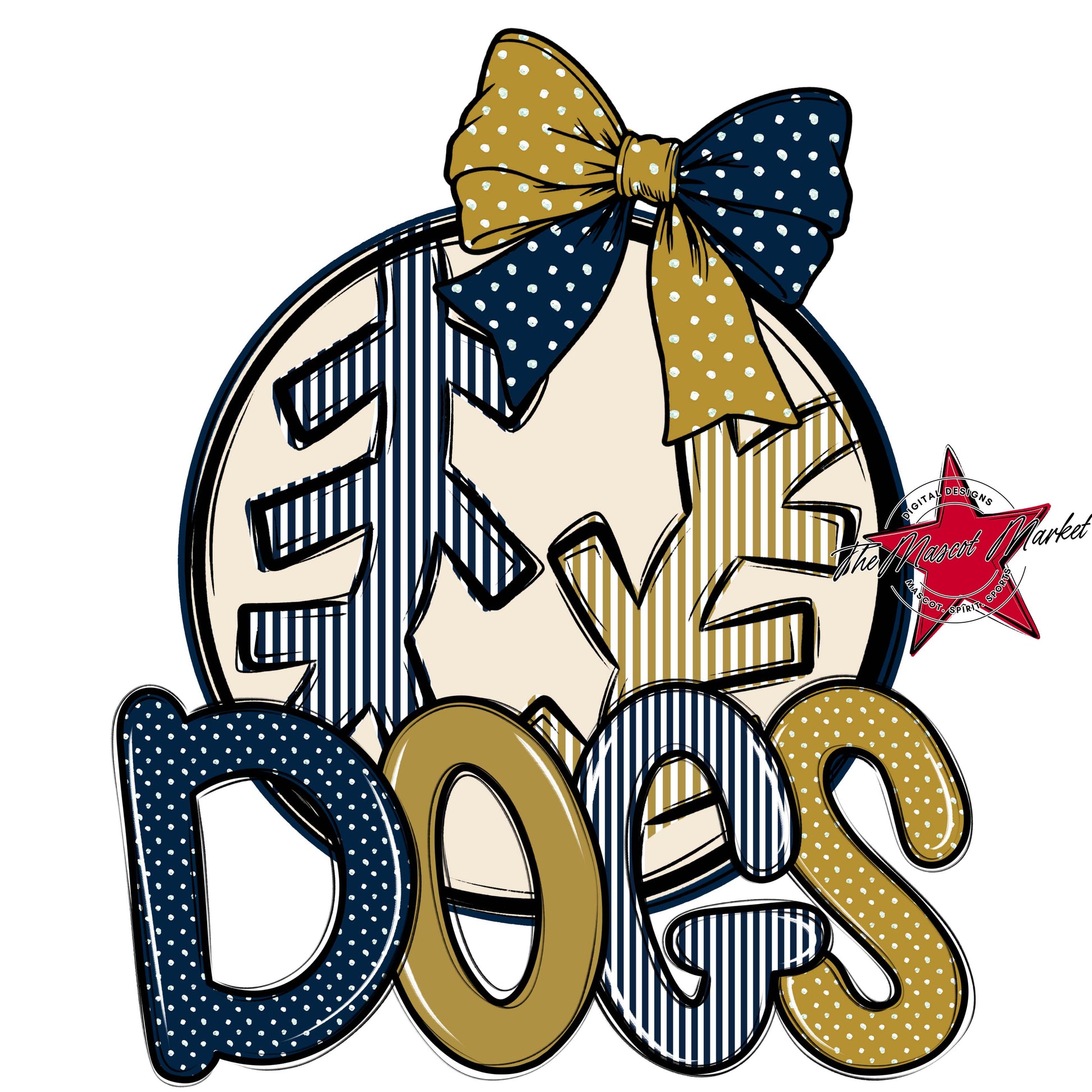 Dogs Baseball-Softball Spirit Design-Navy & Gold
