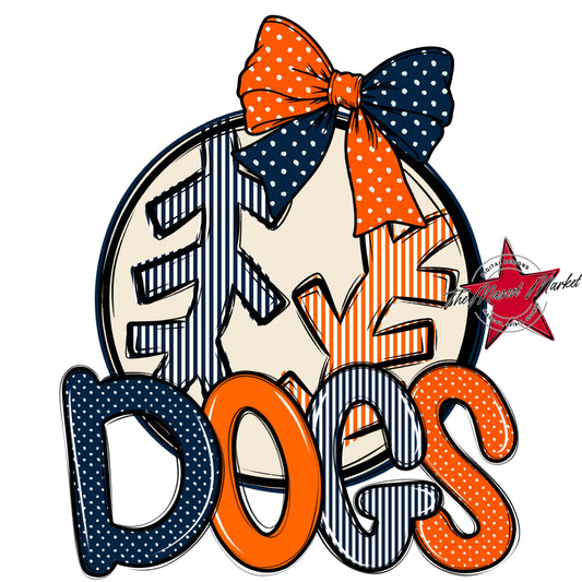 Dogs Baseball-Softball Spirit Design-Navy & Orange