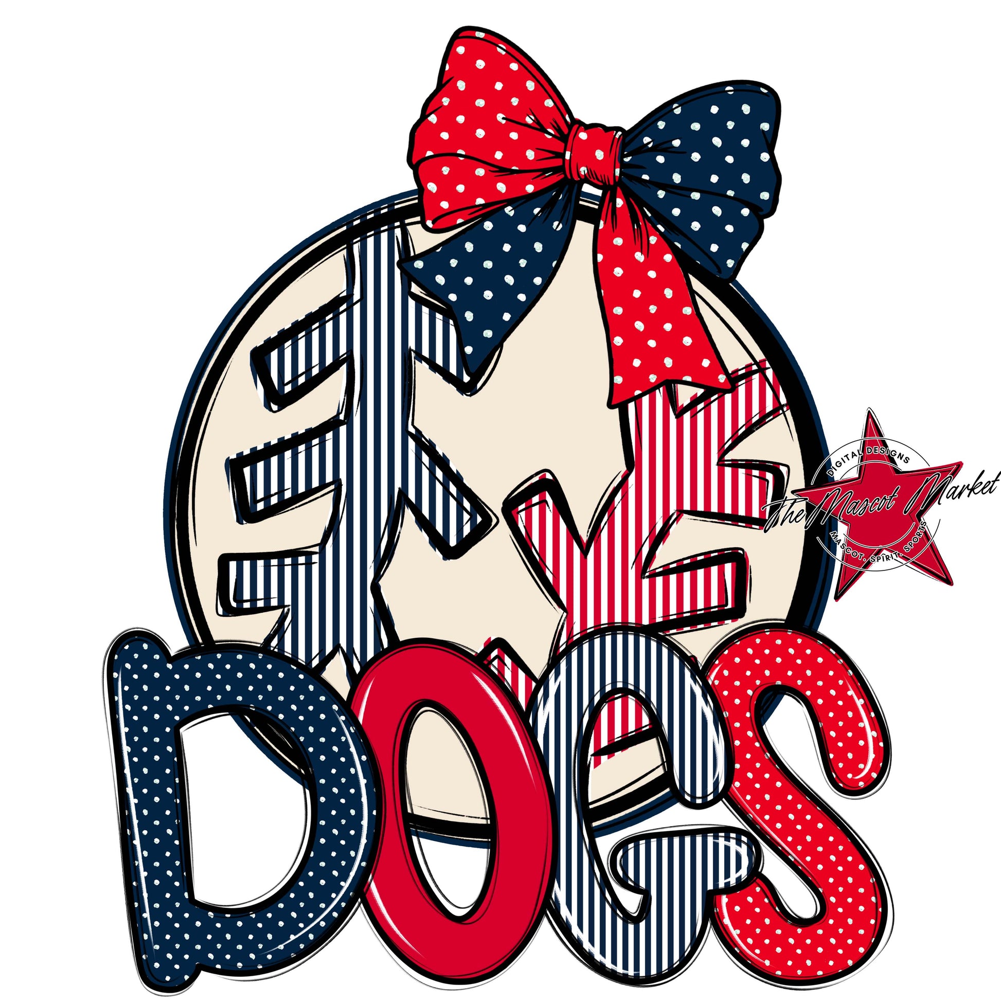 Dogs Baseball-Softball Spirit Design-Navy & Red