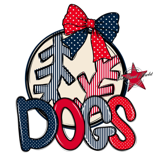 Dogs Baseball-Softball Spirit Design-Navy & Red