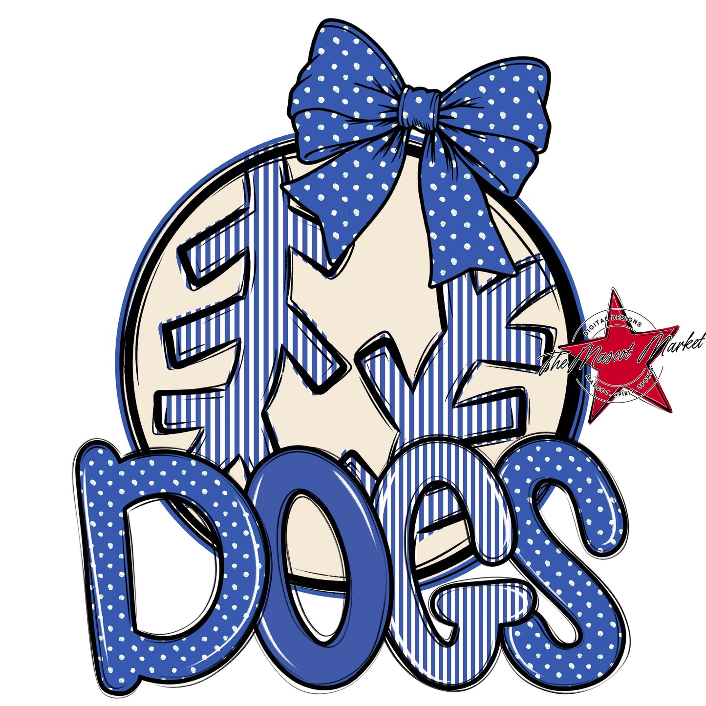 Dogs Baseball-Softball Spirit Design-Off Blue