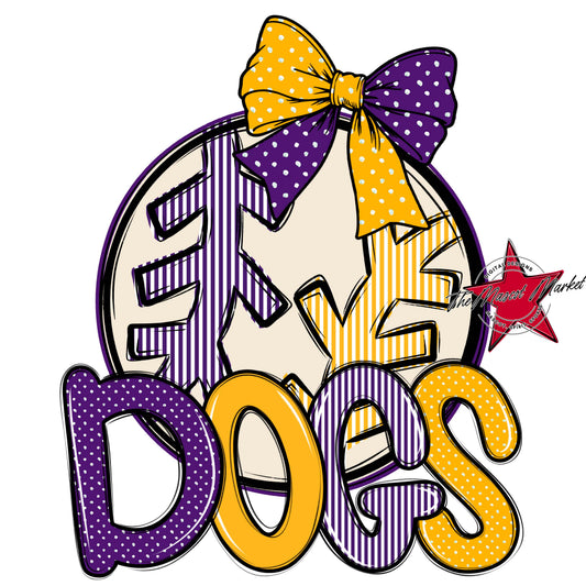 Dogs Baseball-Softball Spirit Design-Purple & Yellow