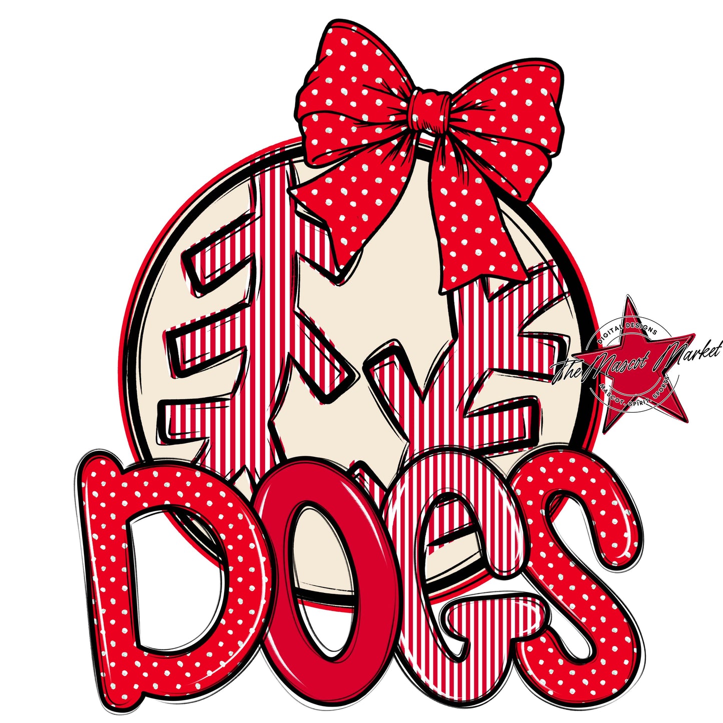 Dogs Baseball-Softball Spirit Design-Red