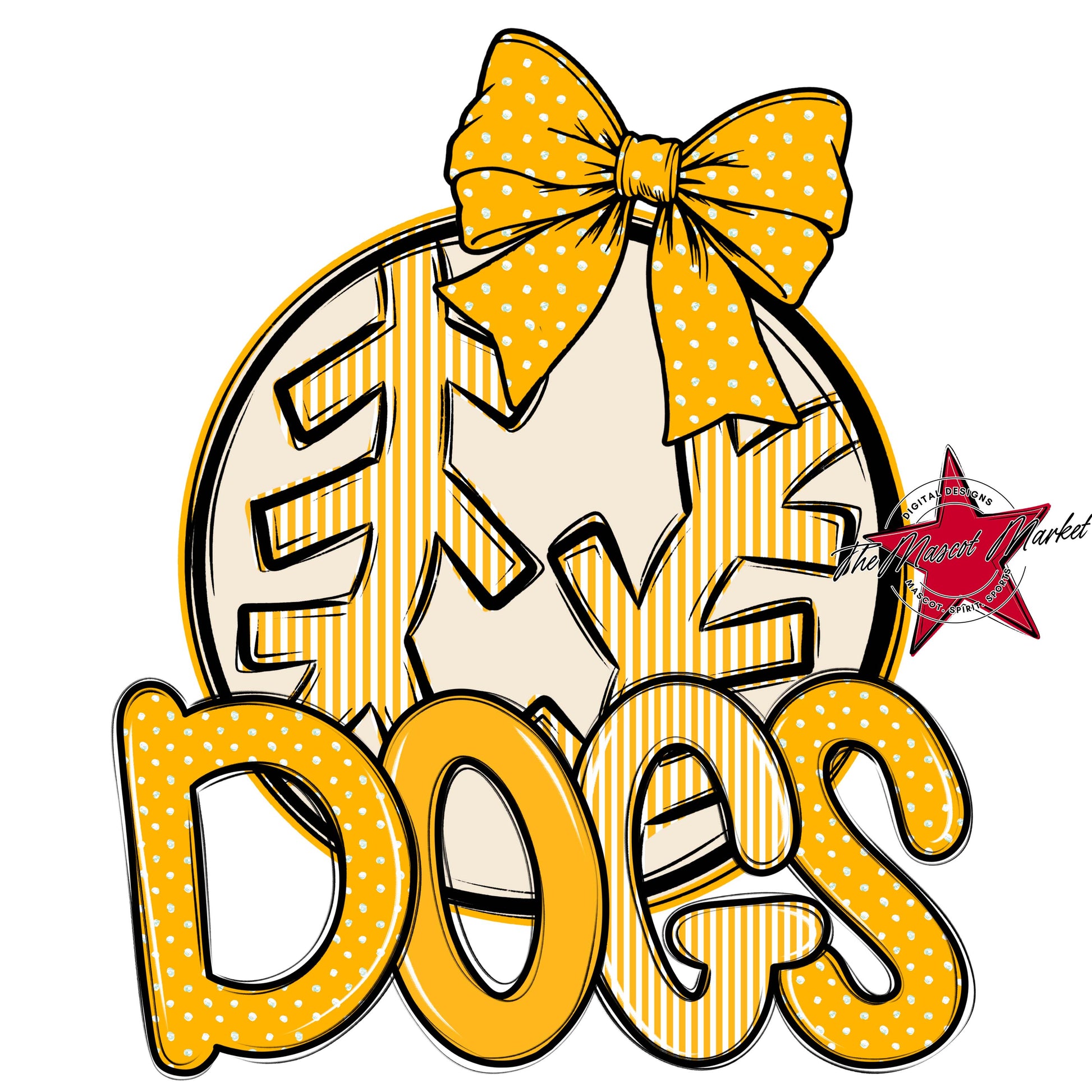 Dogs Baseball-Softball Spirit Design-Yellow