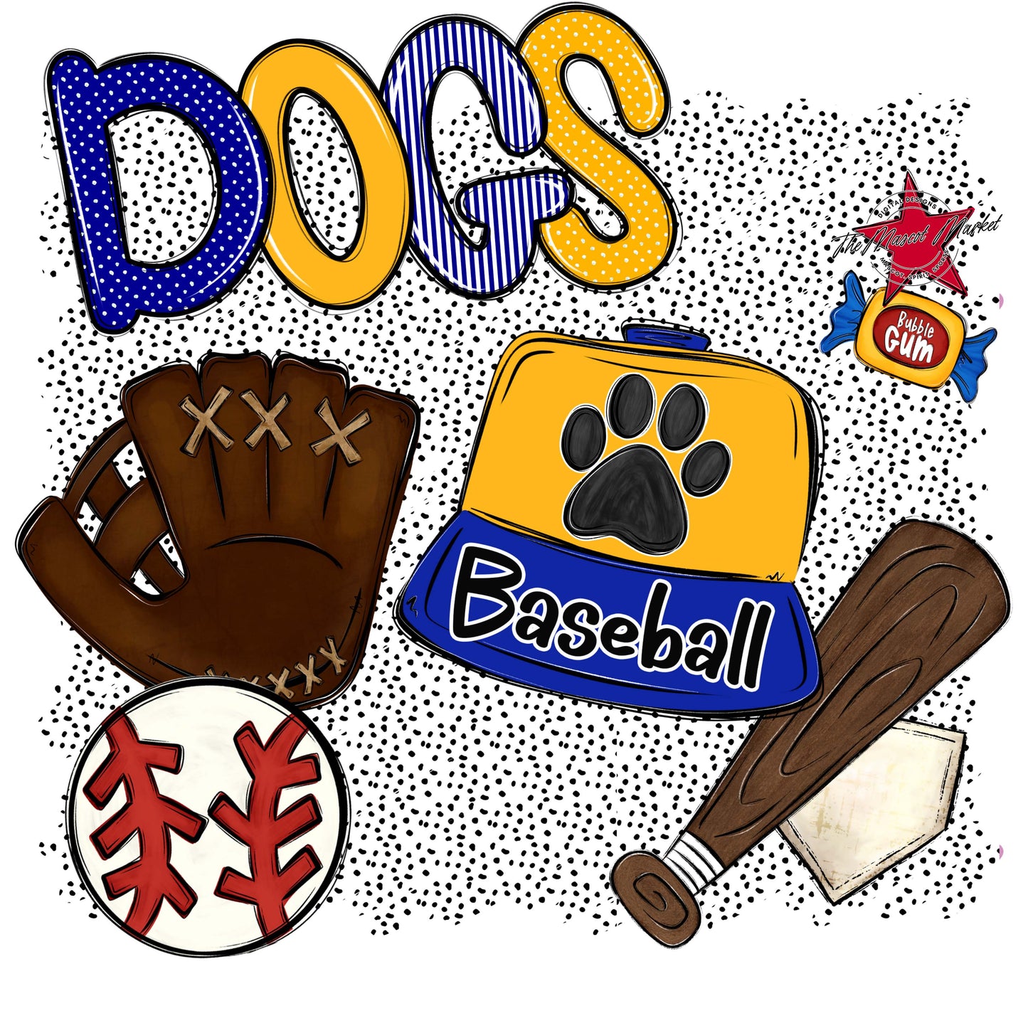 Dogs Baseball Spirit-Blue & Yellow