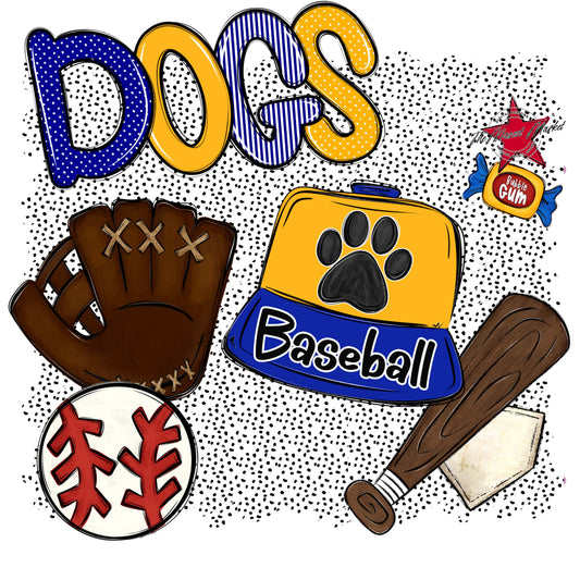 Dogs Baseball Spirit-Blue & Yellow
