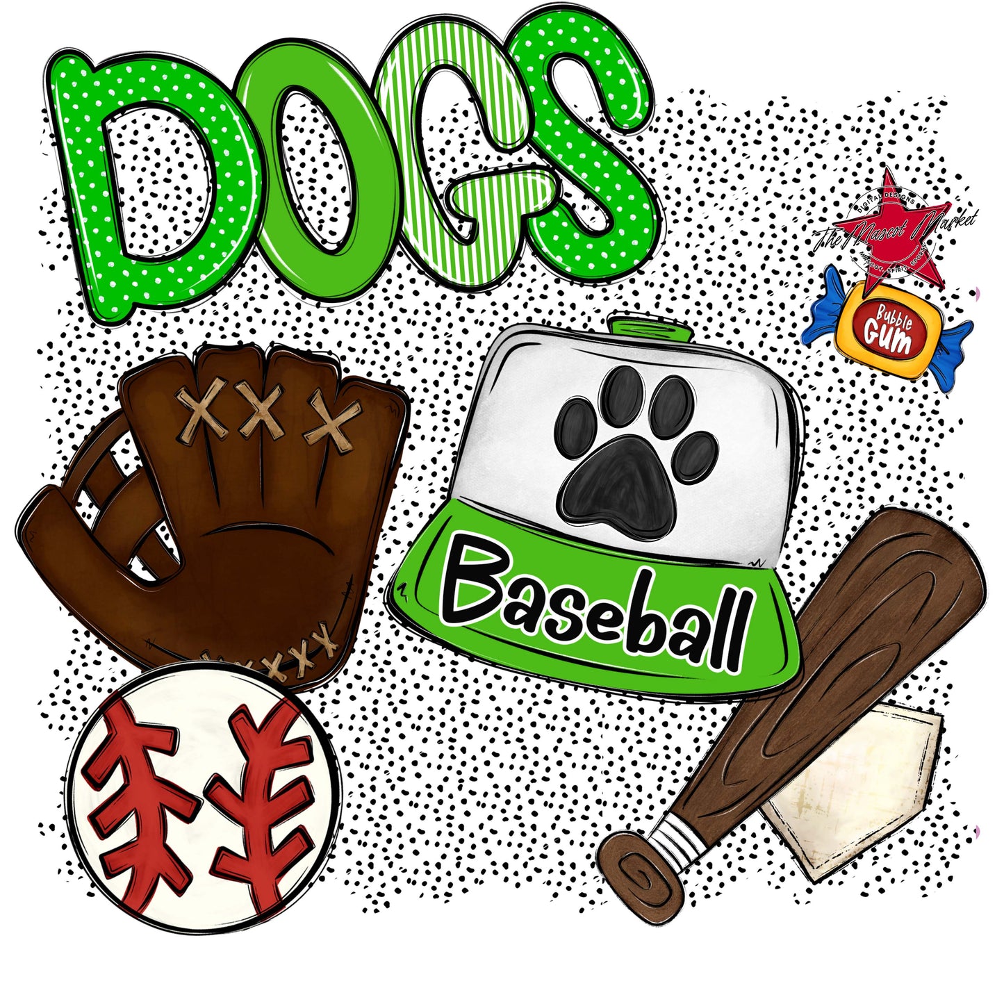 Dogs Baseball Spirit-Bright Green