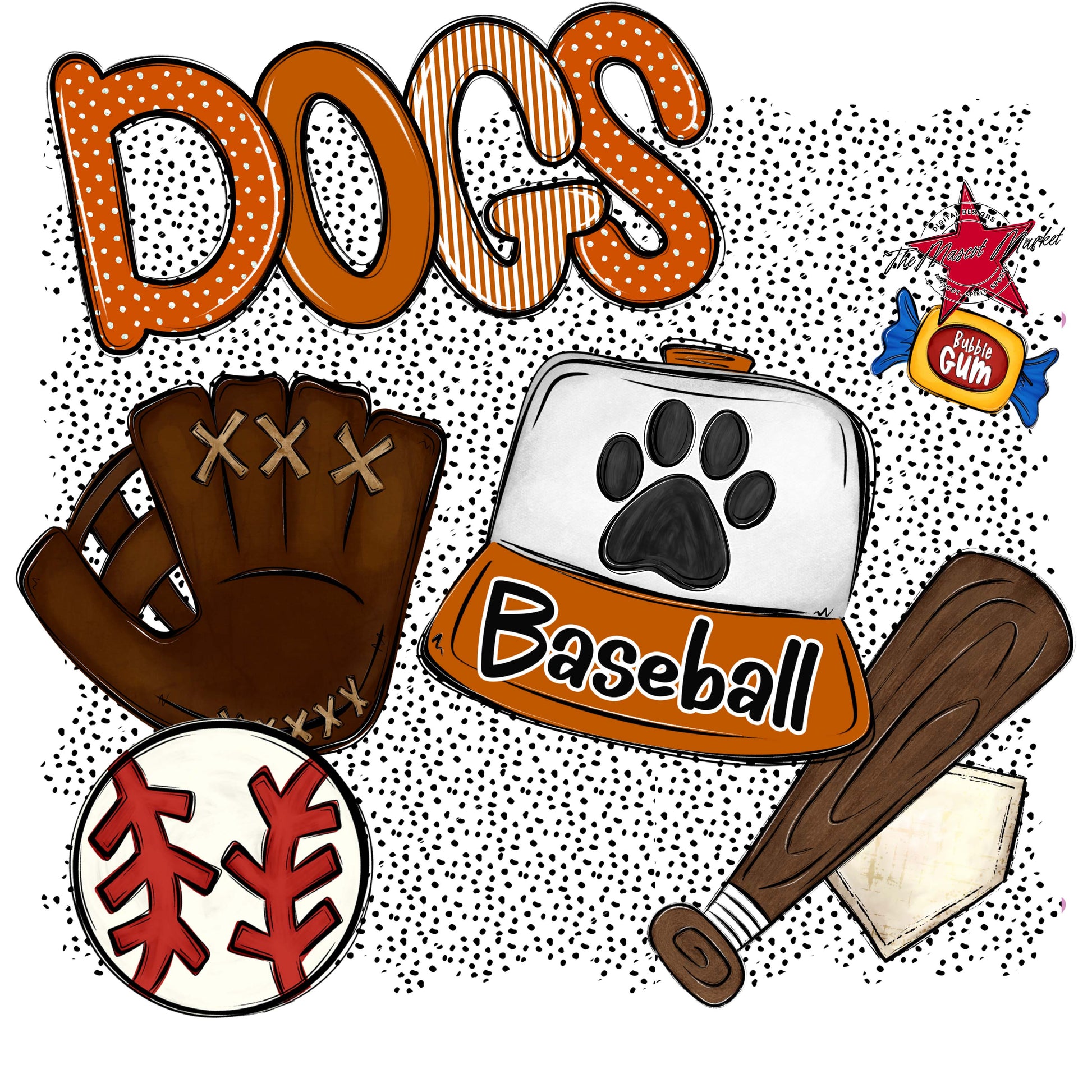 Dogs Baseball Spirit-Burnt Orange