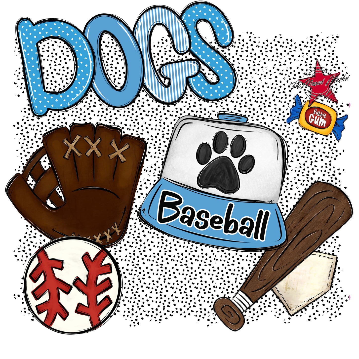 Dogs Baseball Spirit-Carolina Blue