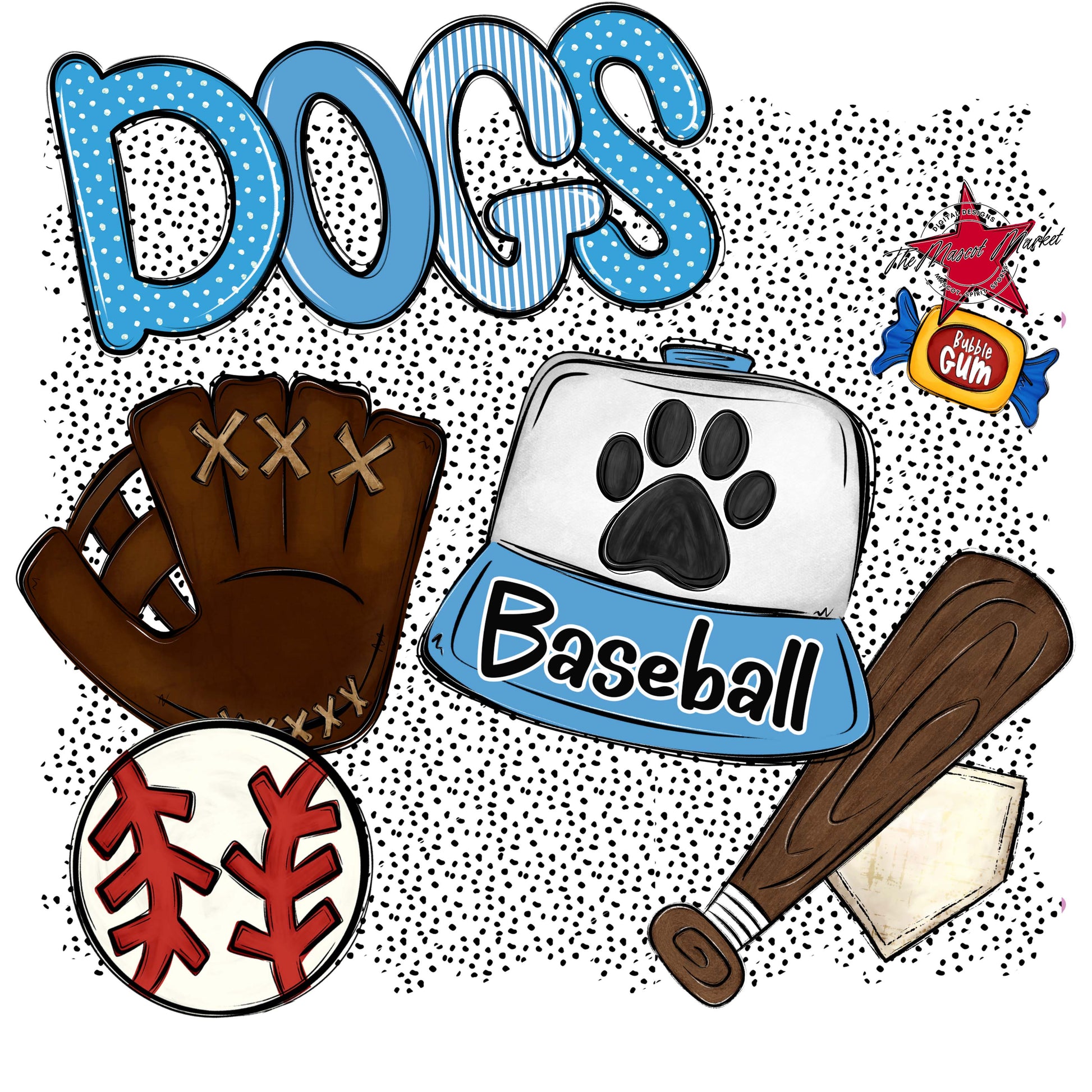 Dogs Baseball Spirit-Carolina Blue