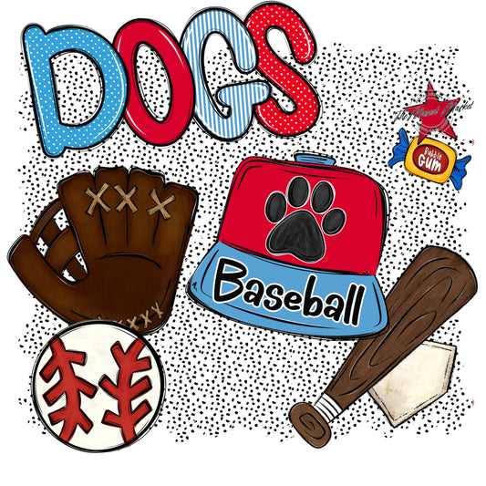 Dogs Baseball Spirit-Carolina Blue & Red