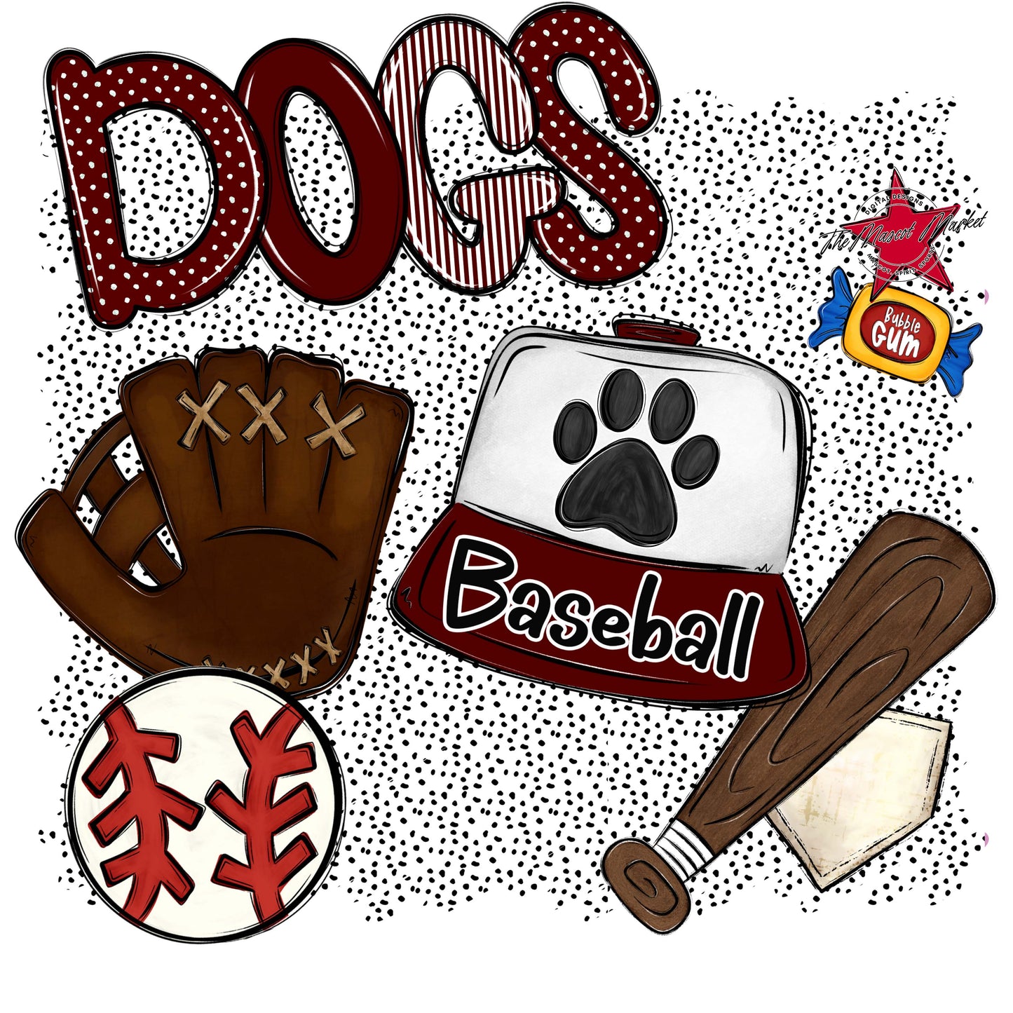 Dogs Baseball Spirit-Maroon