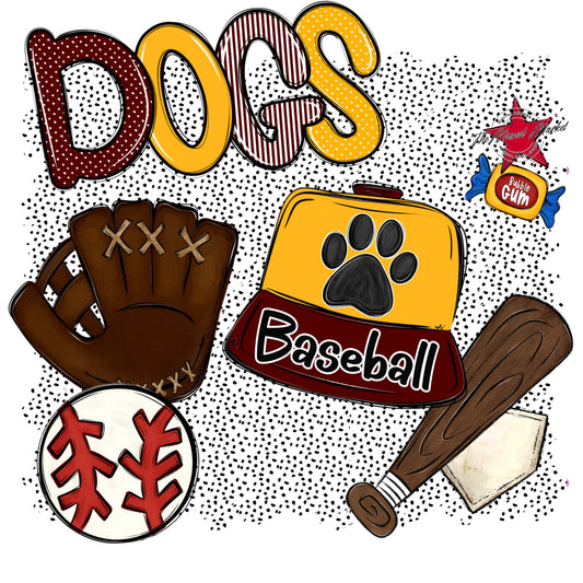 Dogs Baseball Spirit-Maroon & Yellow