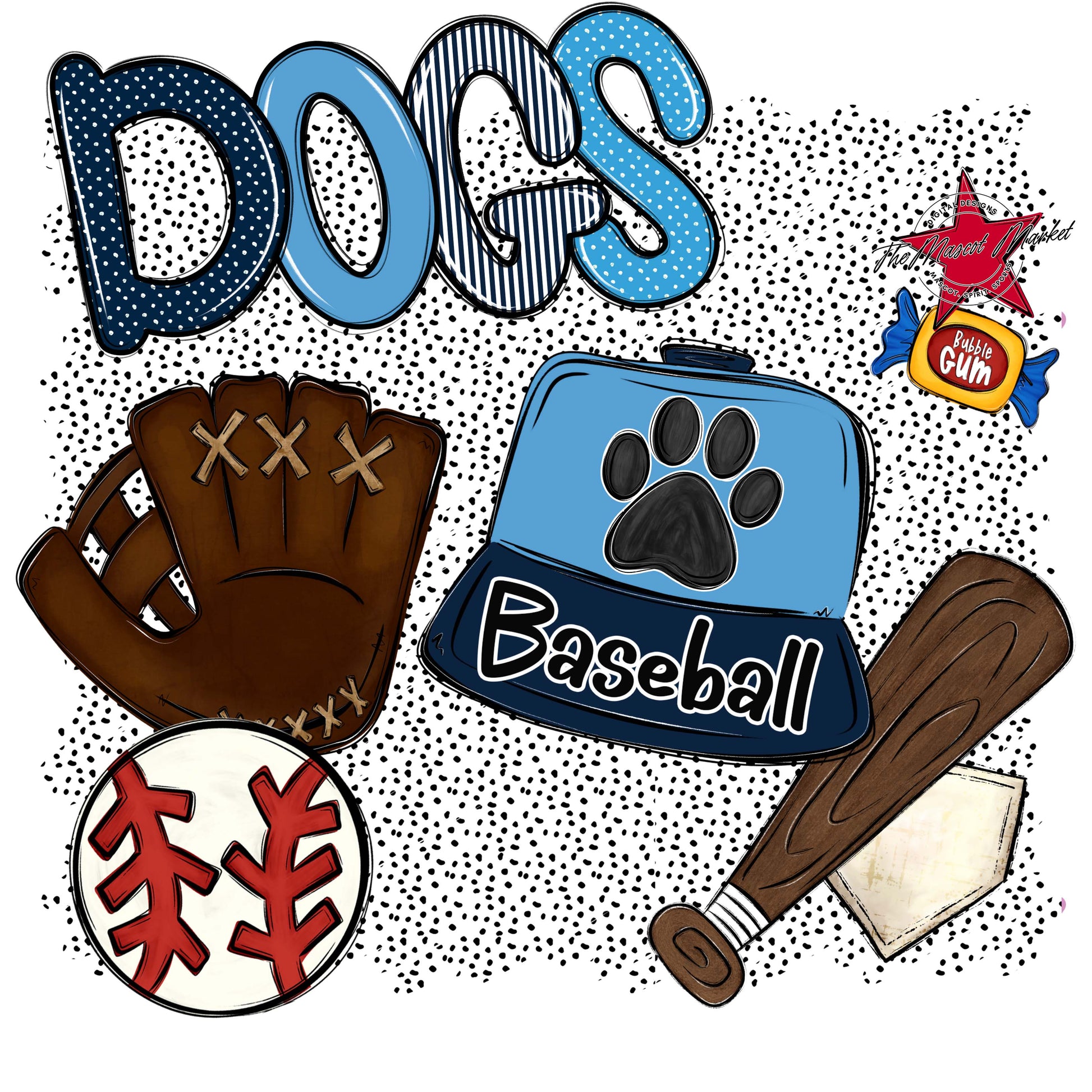 Dogs Baseball Spirit-Navy & Carolina Blue