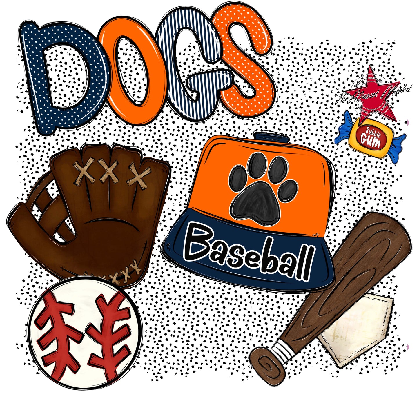 Dogs Baseball Spirit-Navy & Orange