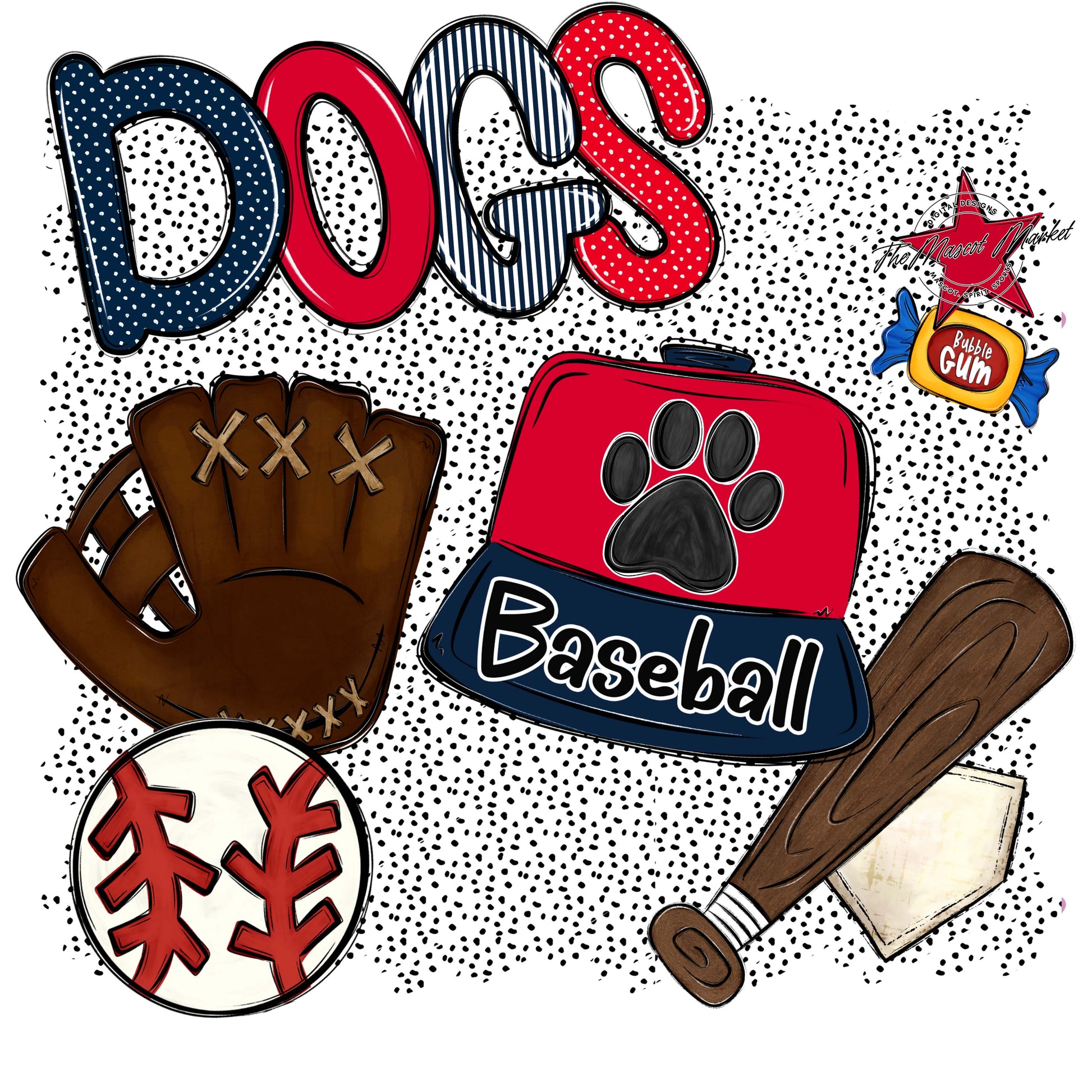 Dogs Baseball Spirit-Navy & Red
