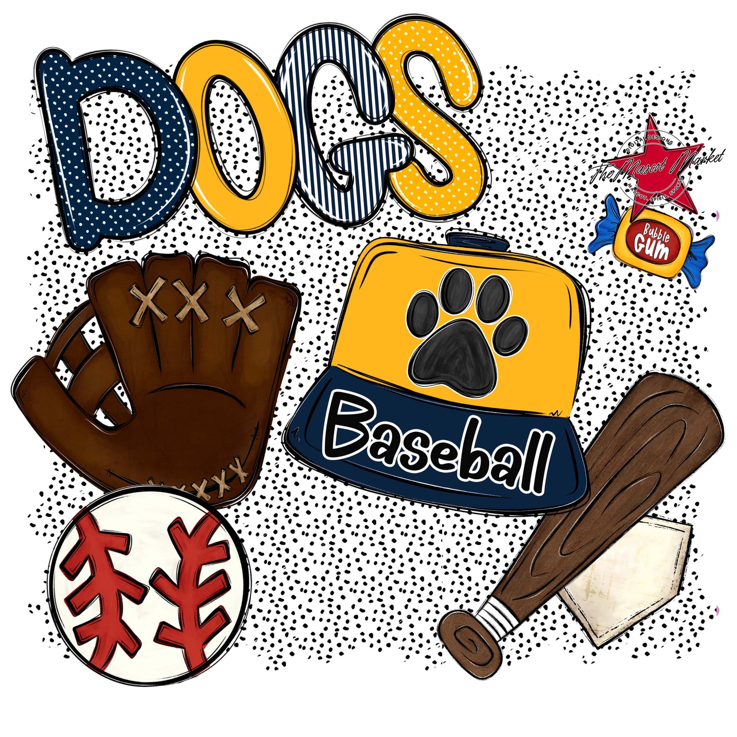 Dogs Baseball Spirit-Navy & Yellow