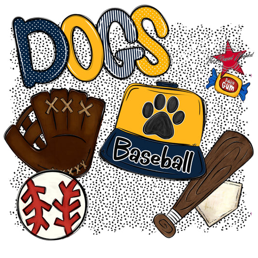 Dogs Baseball Spirit-Navy & Yellow
